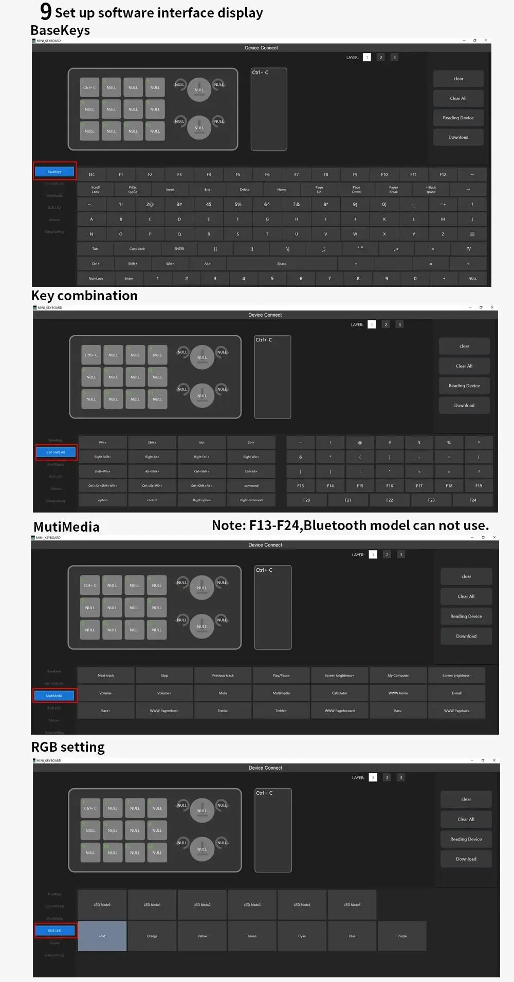 Bluetooth Programming Macro Custom Keyboard RGB 12 Keys 2 Knobs Copy Paste Photoshop Gaming Keypad Mechanical Hotswap Macropad