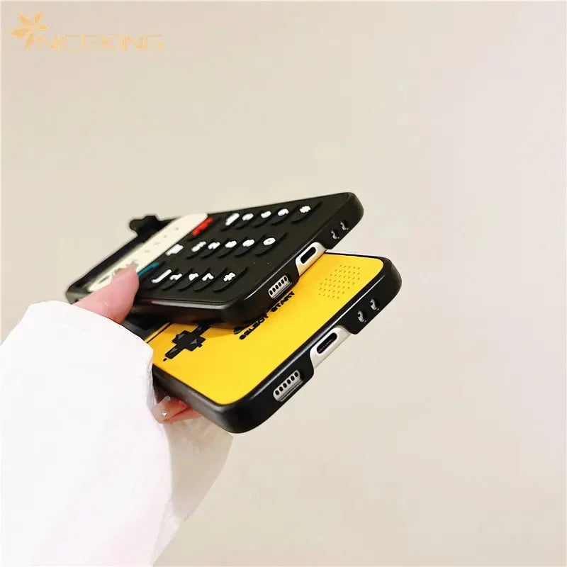 3D Antenna Game Boy Phone Case For Samsung Galaxy Z Flip 6 5 Luxury Hard Plastic Frame Silicone Cover For Samsung Z Flip 3 4 5G