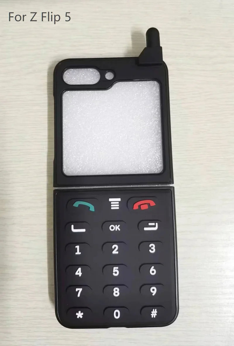 3D Antenna Game Boy Phone Case For Samsung Galaxy Z Flip 6 5 Luxury Hard Plastic Frame Silicone Cover For Samsung Z Flip 3 4 5G