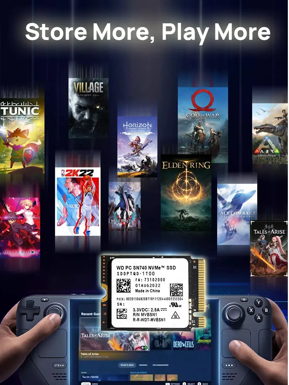 Western Digital  2TB 1TB SN740 NVMe PCIe 4.0 M.2 2230 WD SSD for Rog Ally Surface Steam Deck GPD Laptop Tablet Mini PC Computer