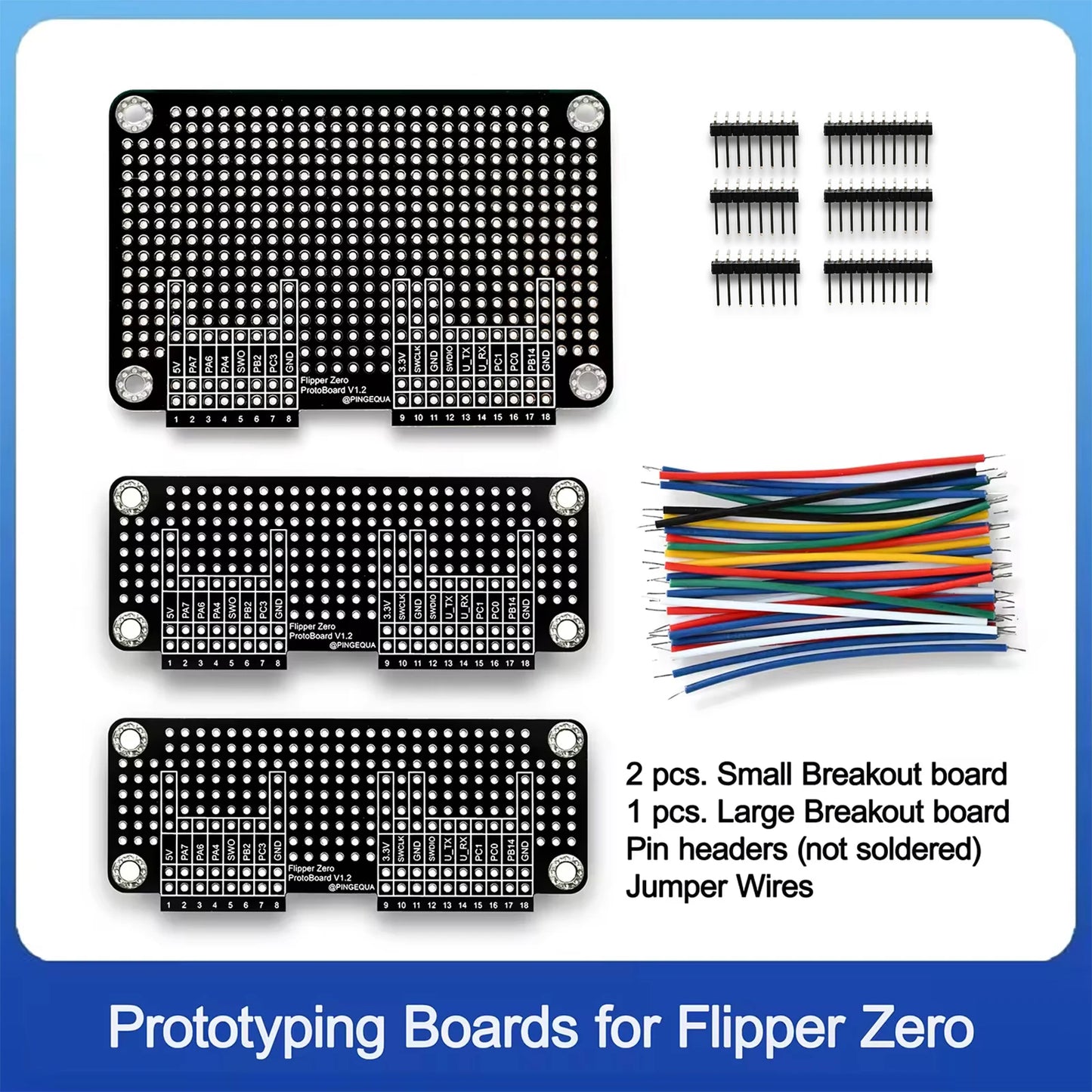 Flipper Zero Prototyping Boards Kit with Header Pins and Jumper Wires, DIY Development Breadboard Modules Accessories