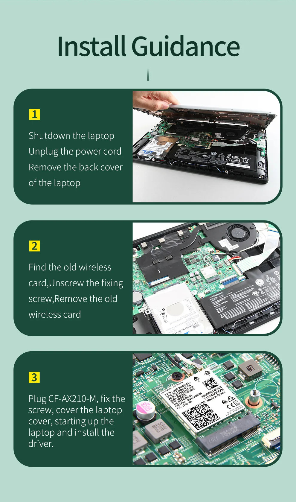 comfast Intel AX200/AX210 WiFi 6E 2.4GHz/5GHz/6GHz Network Adapter 5400Mbps Bluetooth 5.3 For Laptop Ultra-Low Latency M.2/NGFF