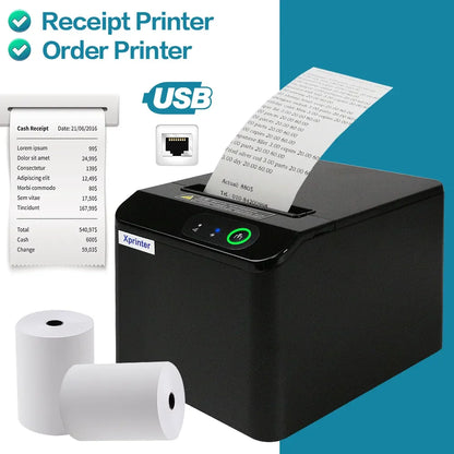 Xprinter 80mm Auto Cuter Thermal Receipt Kitchen POS Printer Mini  USB LAN Mini Printer With Order Reminder Support Mac/IOS