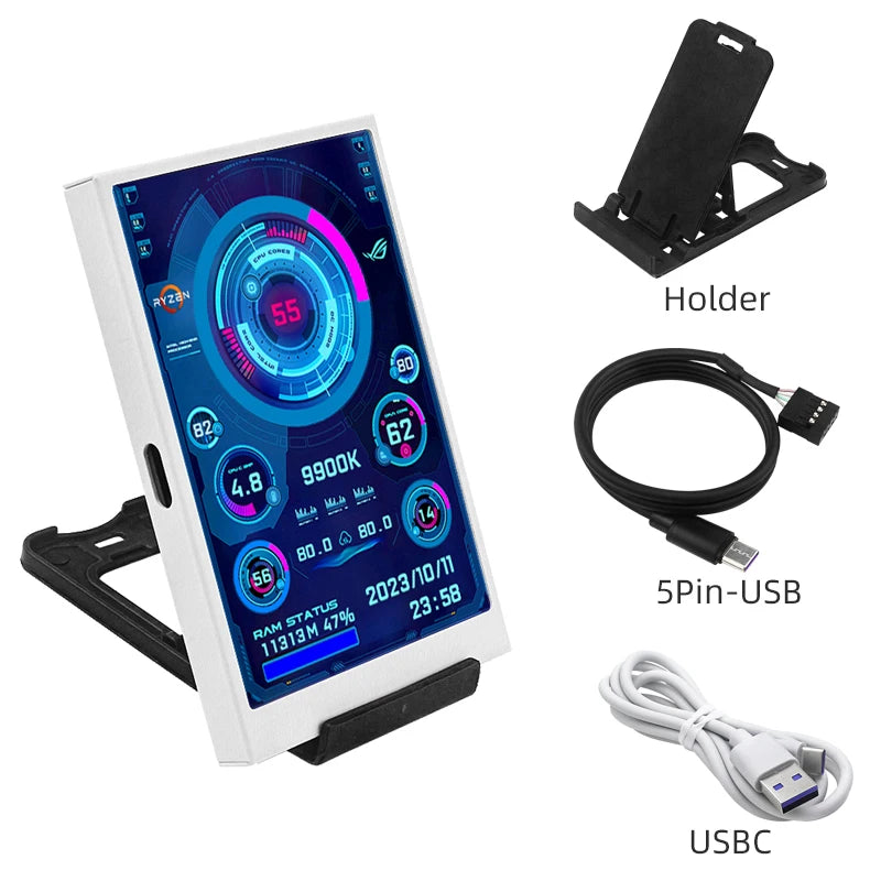 3.5 Inch Type-C Secondary Screen for Computer CPU RAM GPU HDD Monitor 320*480 IPS LCD ISB Display TURZX Software NO AIDA64