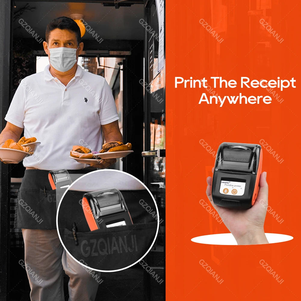 PT-210 58mm 2'' Inch Mini Portable Thermal Printer Wireless Receipt POS Maker Machine Bluetooth for Windows Android iOS Printing