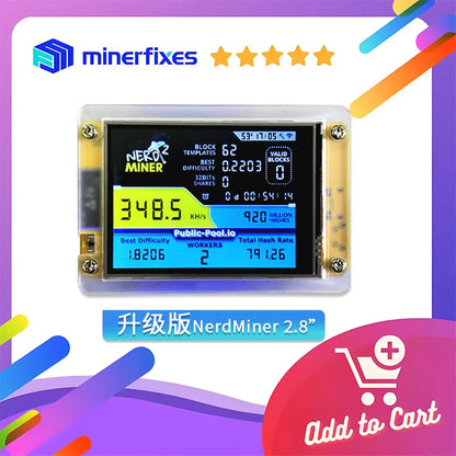 New nerdminer v3 2.8-inch 350kh/s or 1000kh/s BTC Solo Lottery mining Crypto miners Bitcoin Miner Solo Mining Machine nmminer