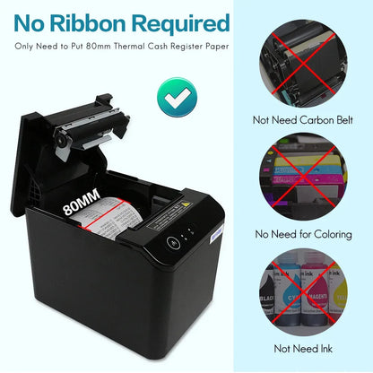 Xprinter 80mm Auto Cuter Thermal Receipt Kitchen POS Printer Mini  USB LAN Mini Printer With Order Reminder Support Mac/IOS