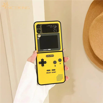 3D Antenna Game Boy Phone Case For Samsung Galaxy Z Flip 6 5 Luxury Hard Plastic Frame Silicone Cover For Samsung Z Flip 3 4 5G