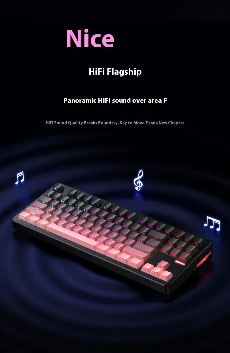 Riccks RS8 V2 Wireless Gaming Mechanical Keyboard Bluetooth 2.4G Wired 8000mAh RGB Hotswap Support QMK-VIA Keyboard for pc Gamer