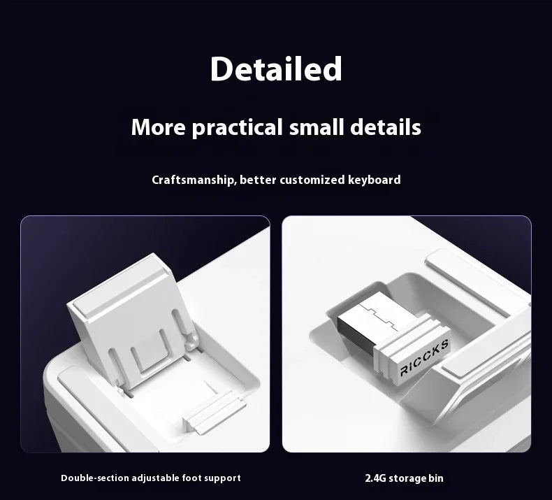 Riccks RS8 V2 Wireless Gaming Mechanical Keyboard Bluetooth 2.4G Wired 8000mAh RGB Hotswap Support QMK-VIA Keyboard for pc Gamer