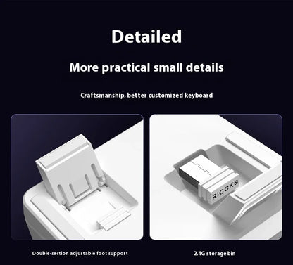 Riccks RS8 V2 Wireless Gaming Mechanical Keyboard Bluetooth 2.4G Wired 8000mAh RGB Hotswap Support QMK-VIA Keyboard for pc Gamer