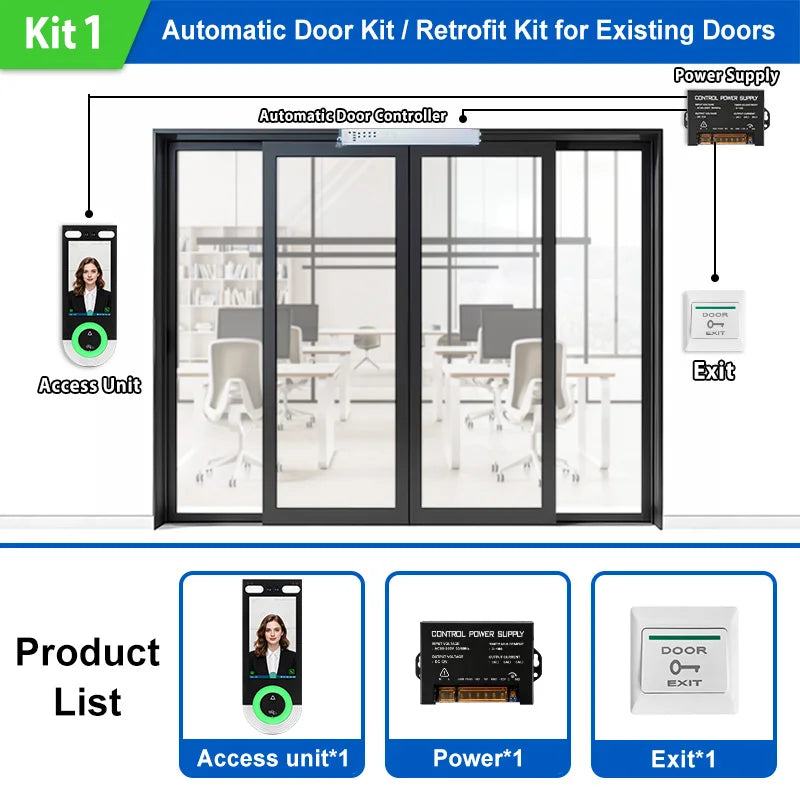 5.5-inch Aluminum Alloy Biometric Face Palm QR RFID Access Control Terminal with Video Intercom Cloud PC Software TCP/IP USB