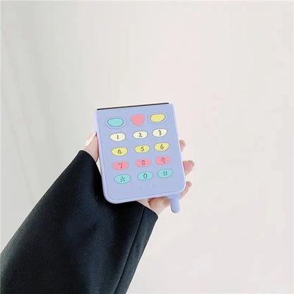 3D Antenna Game Boy Phone Case For Samsung Galaxy Z Flip 6 5 Luxury Hard Plastic Frame Silicone Cover For Samsung Z Flip 3 4 5G