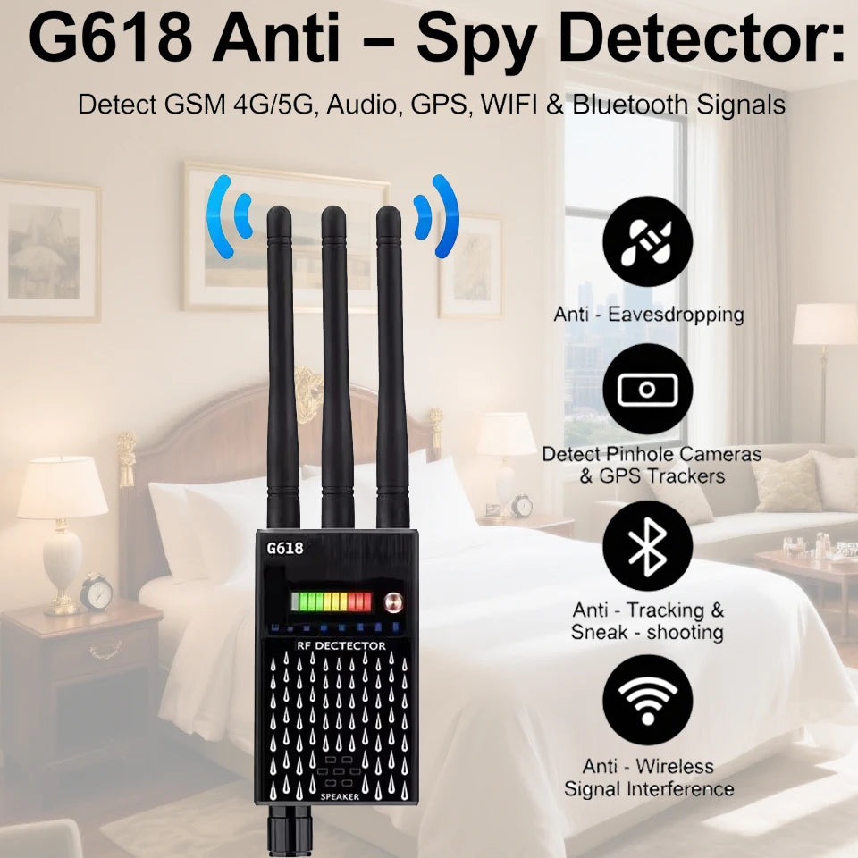 Super Sensitive Audio Bug Detector Camera Detector GSM GPS Full Range RF Bug Tracker Detectors Anti Spy Gadgets G618W G618 G318