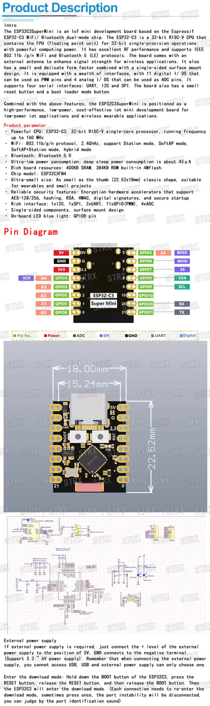 ESP32-C3 Development Board ESP32 SuperMini Development Board For Arduino
