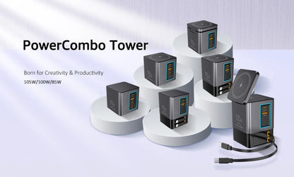 NEW GaN 6 in 1 105W Magnetic Wireless Charger Stand 15W Fast Wireless Charging Desktop Dock Station For iPhone16 15 14 13 Airpod