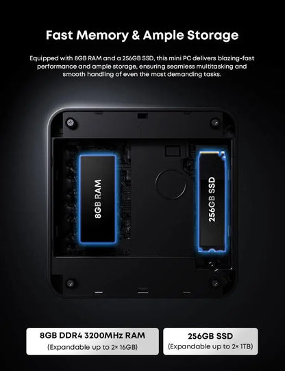 CHUWI LarkBox X Mini PC Intel Corei3-1220P 8GB RAM 256GB SSD Triple-Screen output Up to 4K Advanced Cooling System Wifi6 Mini PC