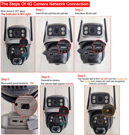 V380 Dual Lens 4G Camera Solar PIR Human Detection Night Vision Waterproof Security Video IP Camara 8MP 4K Battery CCTV Monitor