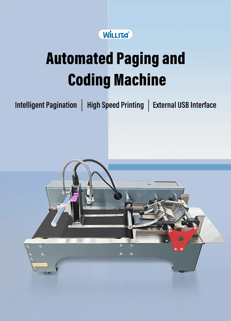 Willita Paging Coding Machine For Plastic Paper Bags Labels ID Cards Expiry Date Barcode Batch QR Online Thermal Inkjet Printers
