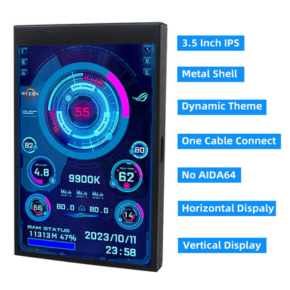 3.5 Inch Type-C Secondary Screen for Computer CPU RAM GPU HDD Monitor 320*480 IPS LCD ISB Display TURZX Software NO AIDA64
