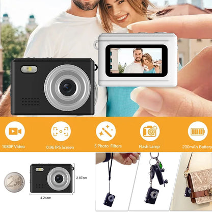 0.96''Mini 1080P Digtal Camera with Small Screen Bodycam Compact Portable Retro Kids Camcorder Video Recorder Support TF Card