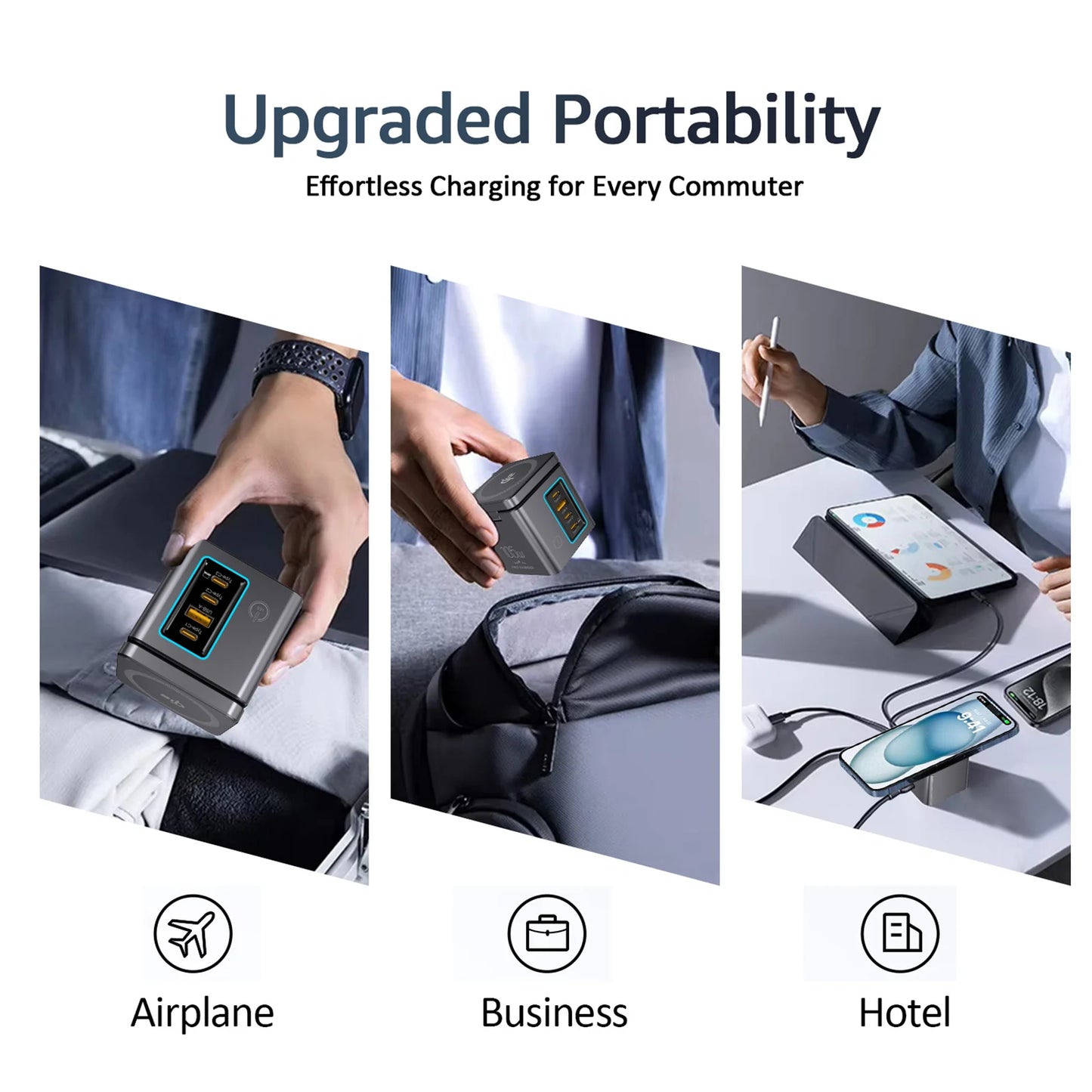 NEW GaN 6 in 1 105W Magnetic Wireless Charger Stand 15W Fast Wireless Charging Desktop Dock Station For iPhone16 15 14 13 Airpod