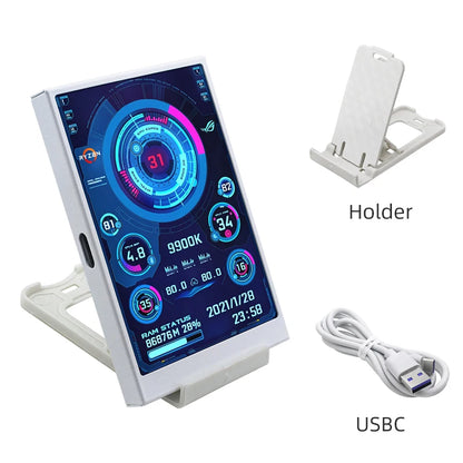 3.5 Inch Type-C Secondary Screen for Computer CPU RAM GPU HDD Monitor 320*480 IPS LCD ISB Display TURZX Software NO AIDA64