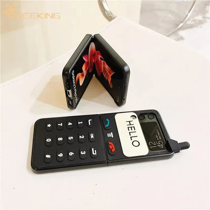 3D Antenna Game Boy Phone Case For Samsung Galaxy Z Flip 6 5 Luxury Hard Plastic Frame Silicone Cover For Samsung Z Flip 3 4 5G