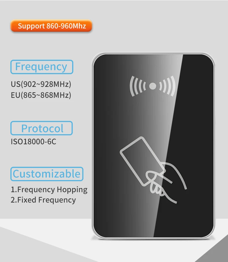 RFID UHF Reader 860-960Mhz RFID UHF Desktop Write Tag Reader USB Keyboard Output for ISO18000-6C EPC Gen2 Free Software SDK
