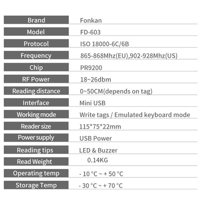 RFID UHF Reader 860-960Mhz RFID UHF Desktop Write Tag Reader USB Keyboard Output for ISO18000-6C EPC Gen2 Free Software SDK